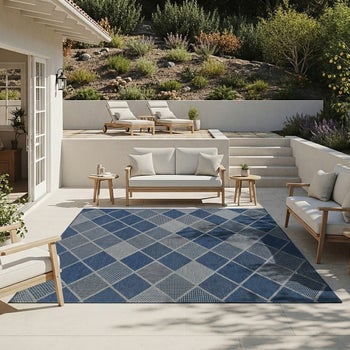 Laguna Morris navy gray indoor outdoor area rug