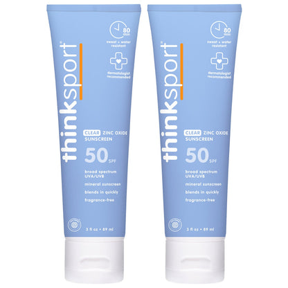 Thinksport Clear Zinc Mineral Sunscreen Lotion SPF 50 2-pack