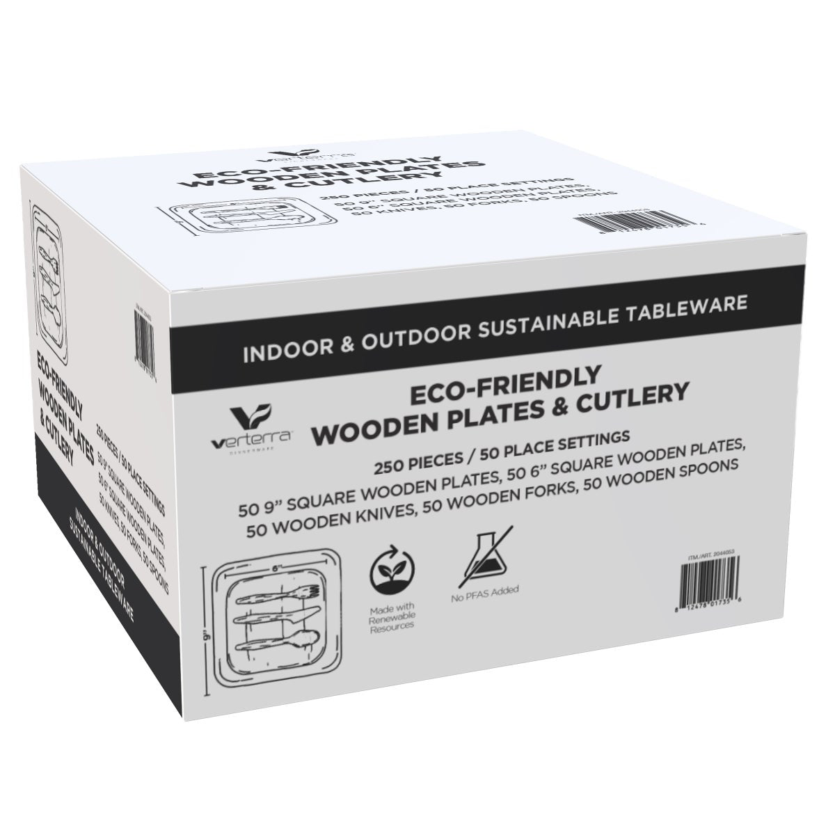 Eco-friendly disposable dinnerware set with plates and utensils