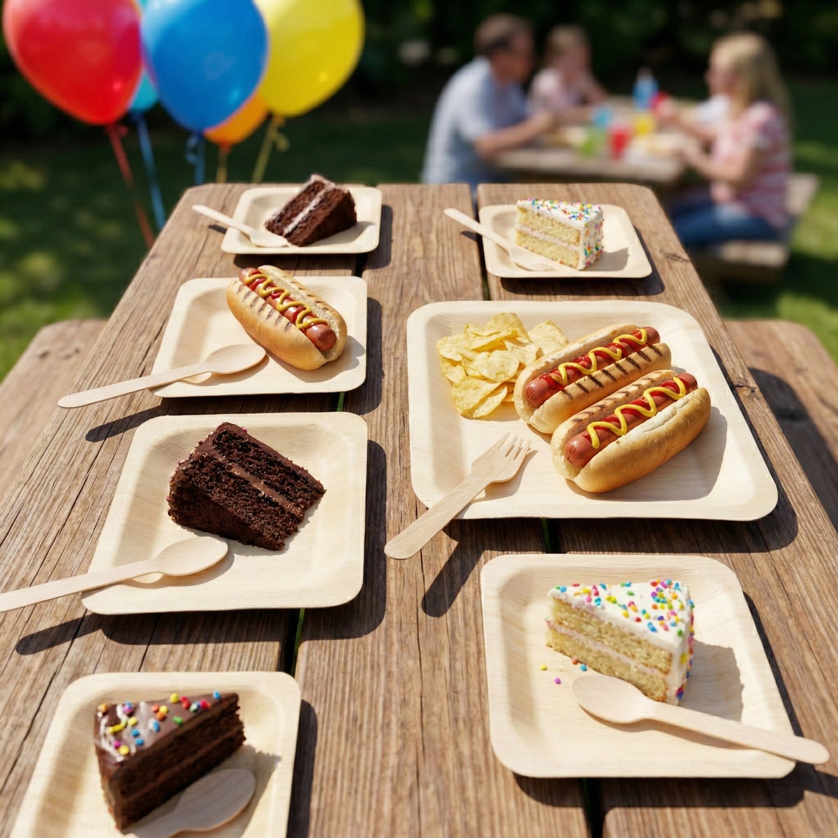 Disposable wooden forks spoons and knives set