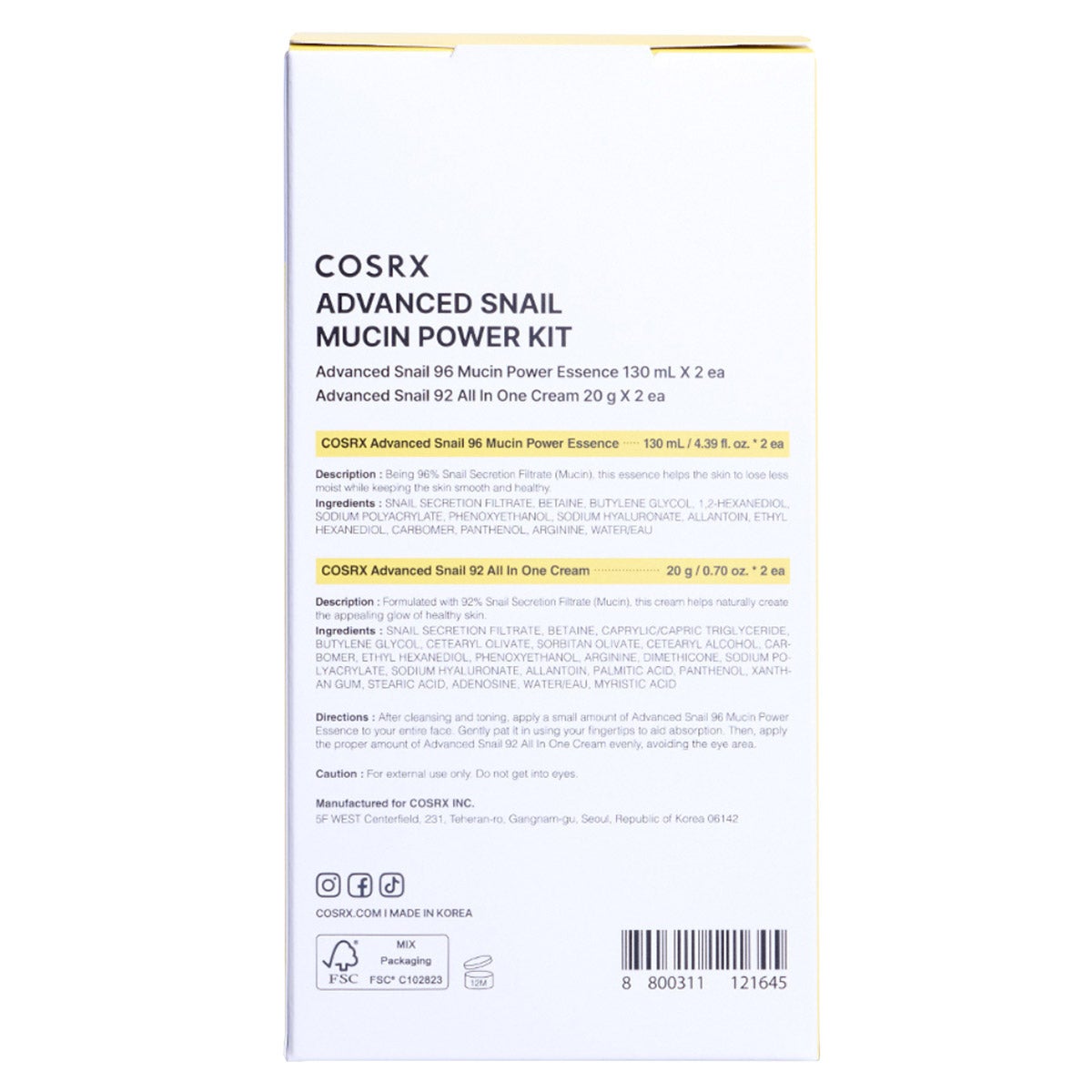COSRX essence and cream value bundle