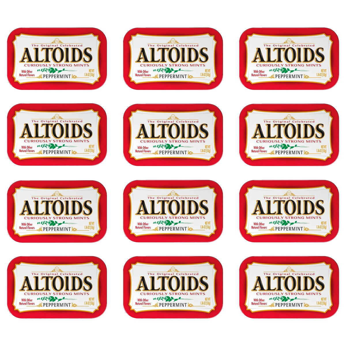 Classic Altoids peppermint mints in compact tins
