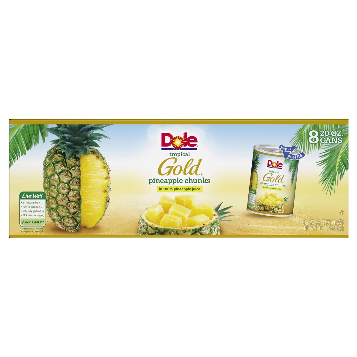 Dole Tropical Gold pineapple chunks 20 oz 8-count pack