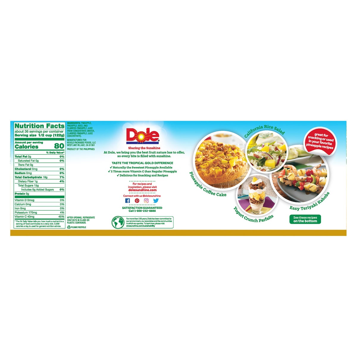 Canned Dole pineapple chunks for pantry use
