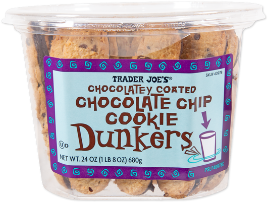 Trader Joe's Chocolate Chip Cookie Dunkers chocolatey coated snack