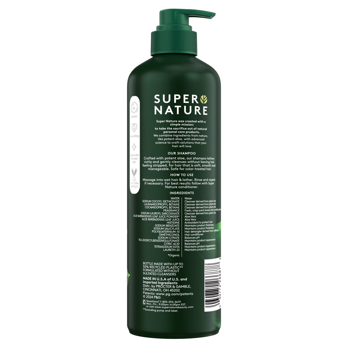 Sulfate-free Super Nature haircare bottle