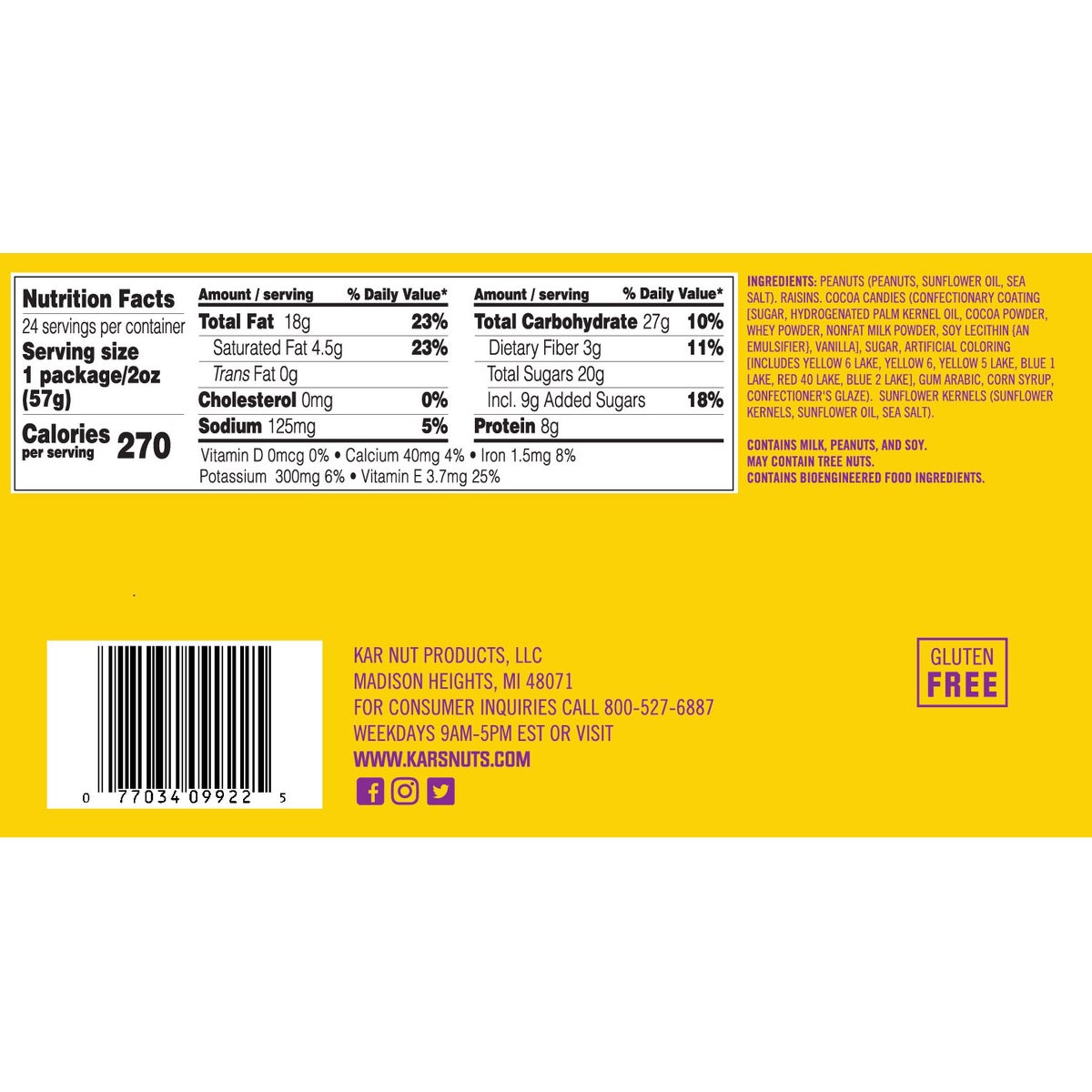 Kar's trail mix 2 oz individual snack bags