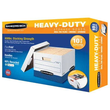 Bankers Box heavy duty file boxes letter legal 10-pack