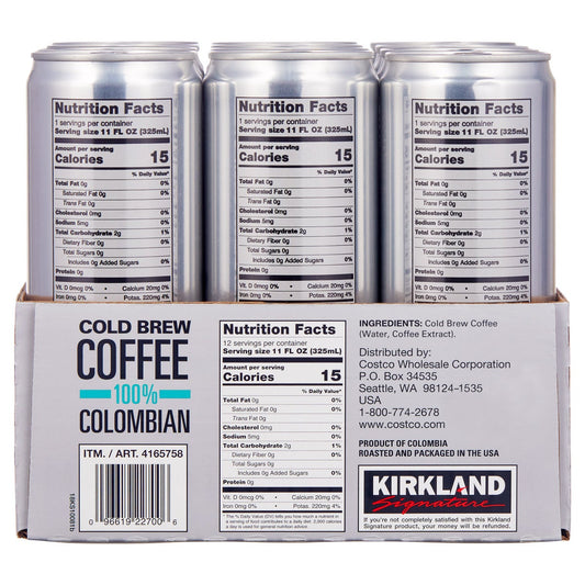 11 fl oz Kirkland Signature cold brew coffee cans