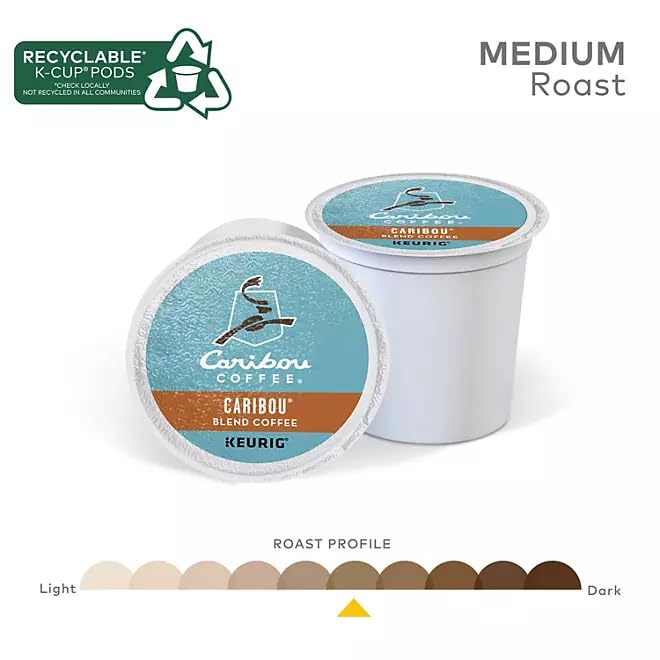 Worldwide Nutrition Bundle Compatible with Caribou Coffee K-Cups Medium Roast – Ground Coffee with Sweet, Spicy & Berry Notes – 80 Count Single-Serve Pods Caribou Blend Coffee K-Cups with Keychain