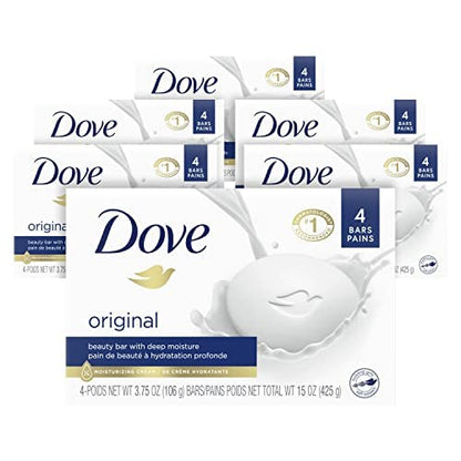 Dove Beauty Bar Soap Original for Soft,Smooth Skin,with 1/4 Moisturizing Cream 3.75 oz,(Pack of 16)