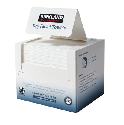 Kirkland Signature Daily Dry Facial Towels, 200-Count – Extra Soft Disposable Face Towels for Cleansing, Makeup Removal & Skincare – Gentle, Hygienic, Lint-Free