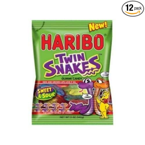 Haribo Twin Snakes sweet and sour gummy candy 5 oz bag