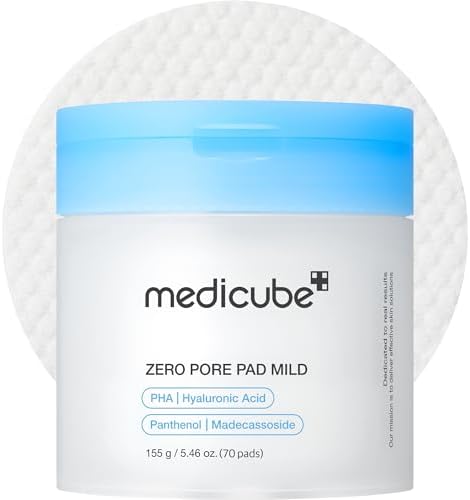 medicube Toner Pads Zero Pore Pad 2.0 | Dual-Textured Facial Pad for Exfoliation and Pore Care with 4.5% AHA Lactic Acid, 0.45% BHA Salicylic Acid | Ideal for All, Korean Skin Care, 70 Pads (1 Pack)