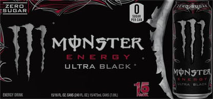 Monster Energy Ultra Black 15 can energy drink pack