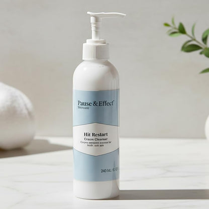 Pause & Effect Gentle Enzyme Face Cleanser for Dry, Sensitive Skin — Hydrating Cream Face Wash with Green Tea, Removes Makeup and Sunscreen, for Menopausal Skin, Women 40 Plus, 240ml