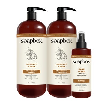Soapbox Coconut and Shea hair care bundle for dry hair