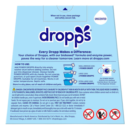 Biobased Dropps power laundry pacs for everyday washing
