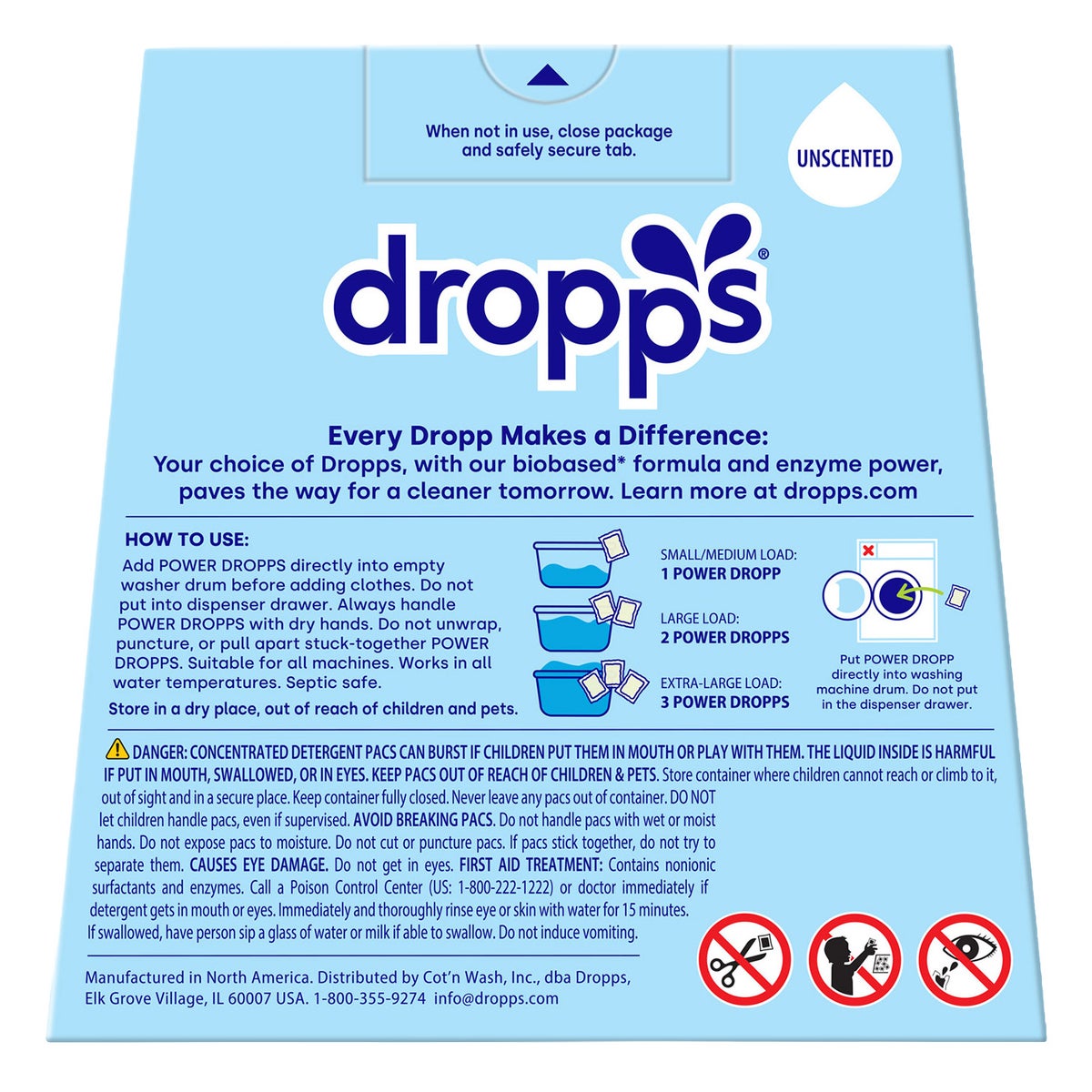 Dropps biobased laundry pacs for everyday wash loads