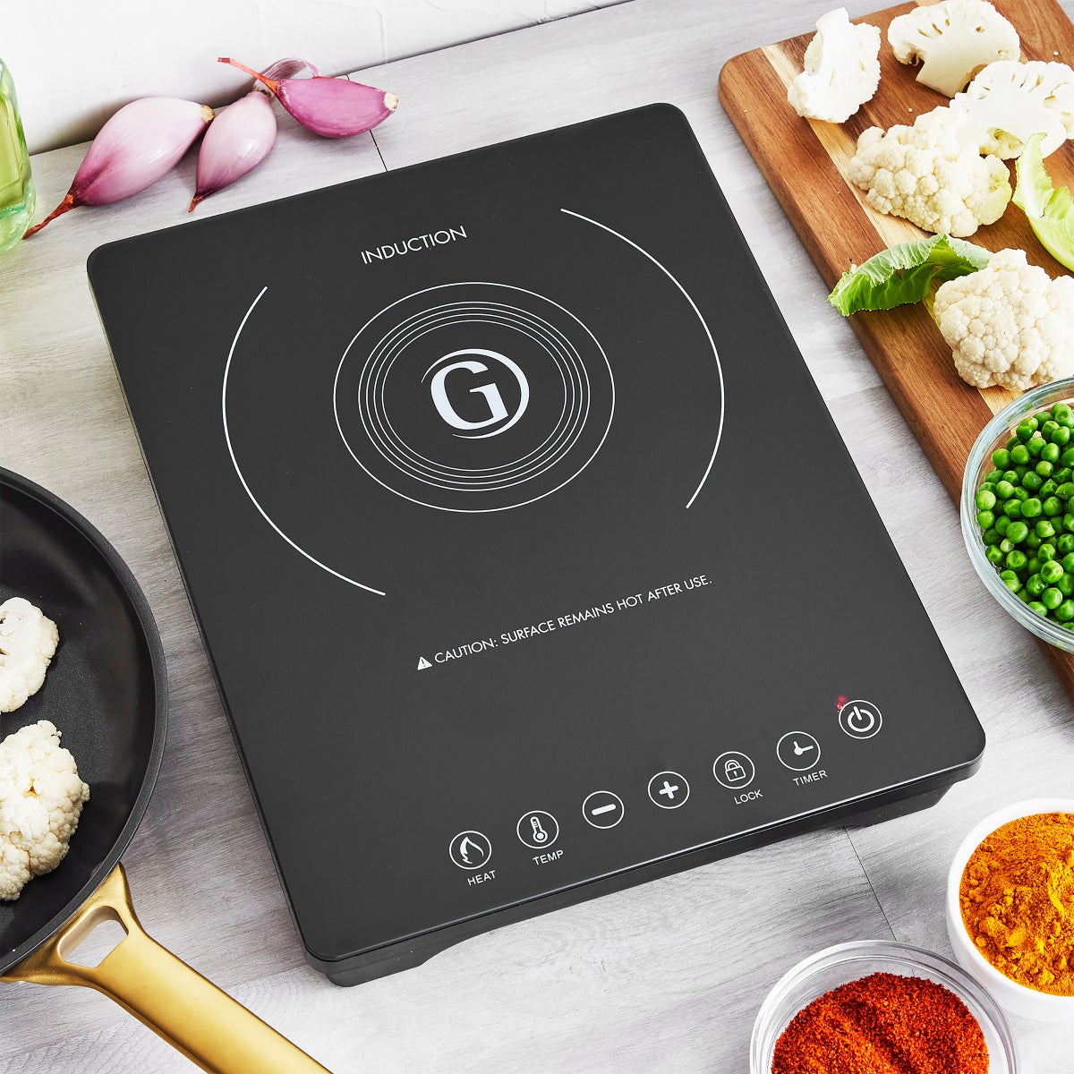 GreenPan induction cooktop with black glass surface
