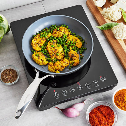 Touch control panel on GreenPan induction cooktop
