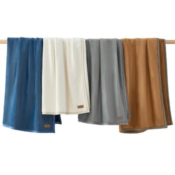 Casual Living ivory luxe plush throw blanket with braided edge