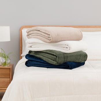Berkshire beige herringbone plush king blanket