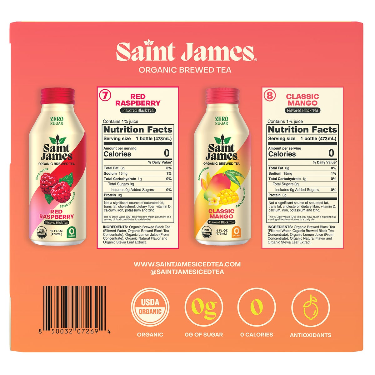 Saint James 16 fl oz aluminum bottled tea 15-count pack