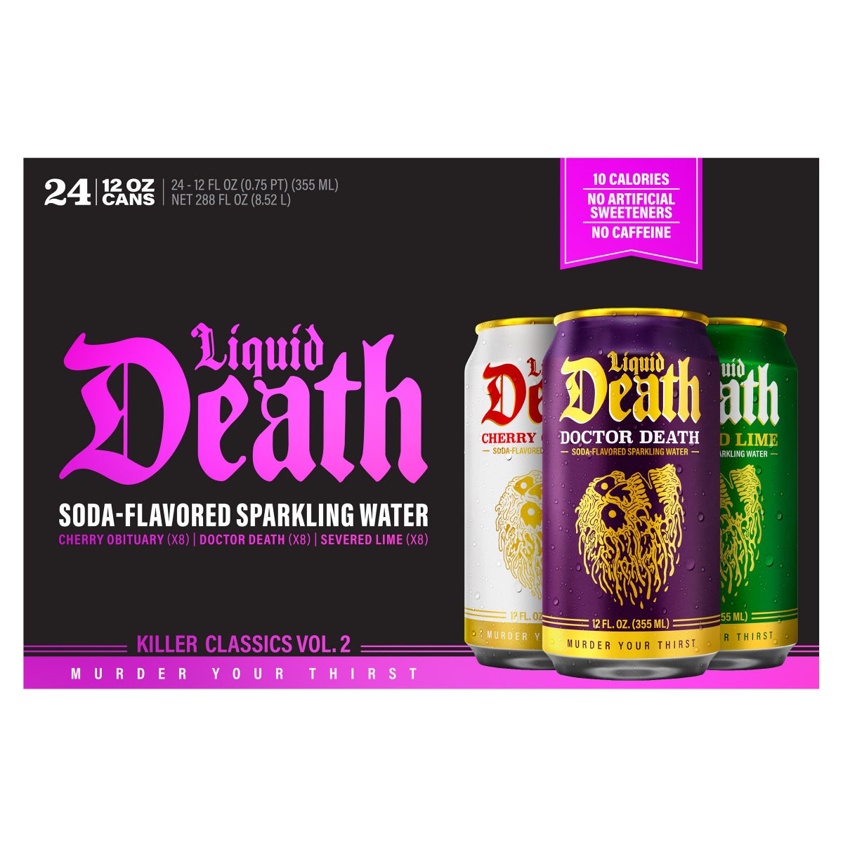 Liquid Death soda-flavored sparkling water 24-count variety pack