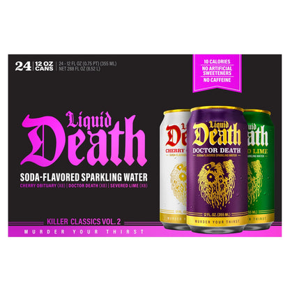 Liquid Death soda-flavored sparkling water 24-count variety pack
