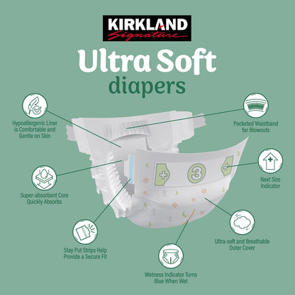 Kirkland Signature baby diapers front view