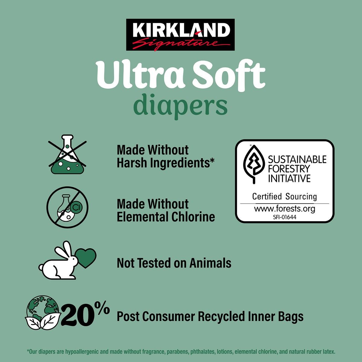Kirkland Signature diaper pack sizes 3-7