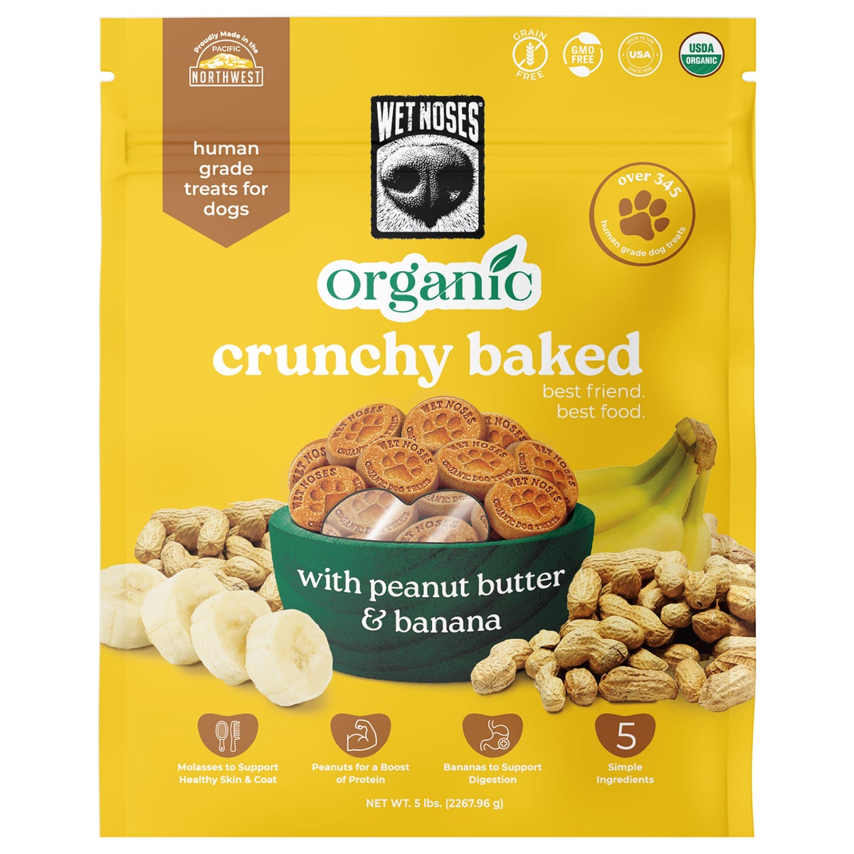 Wet Noses organic peanut butter and banana dog treats 5 lb bag