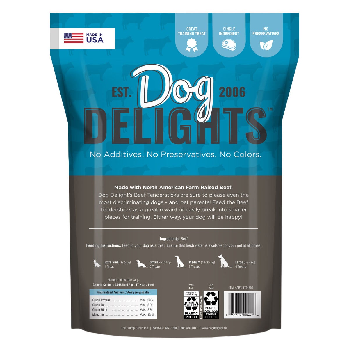 21 oz bags of Dog Delights beef tendersticks