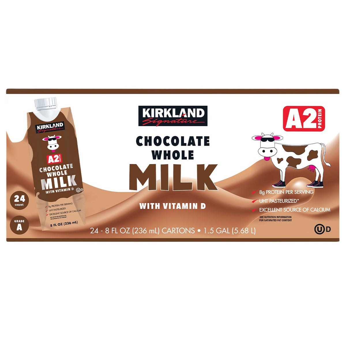 Kirkland Signature A2 chocolate milk 24-count cartons