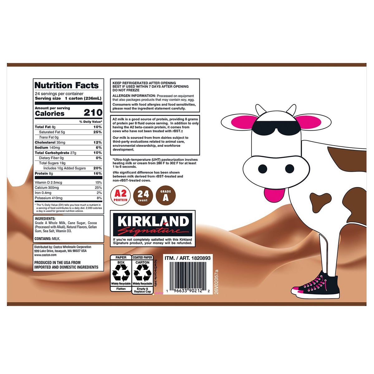 Kirkland Signature chocolate milk 8 oz single-serve carton