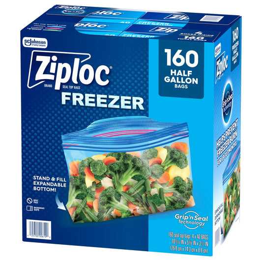 Ziploc half gallon seal top freezer bags 160 count