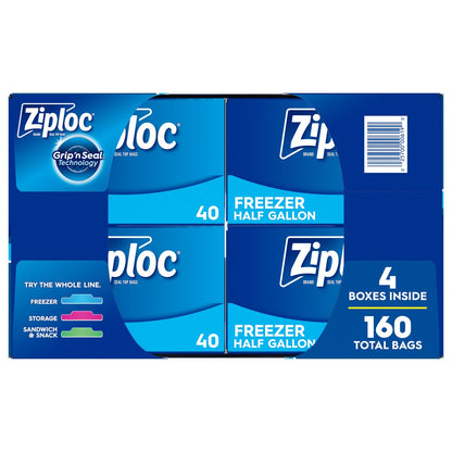 Ziploc freezer storage bags half gallon pack