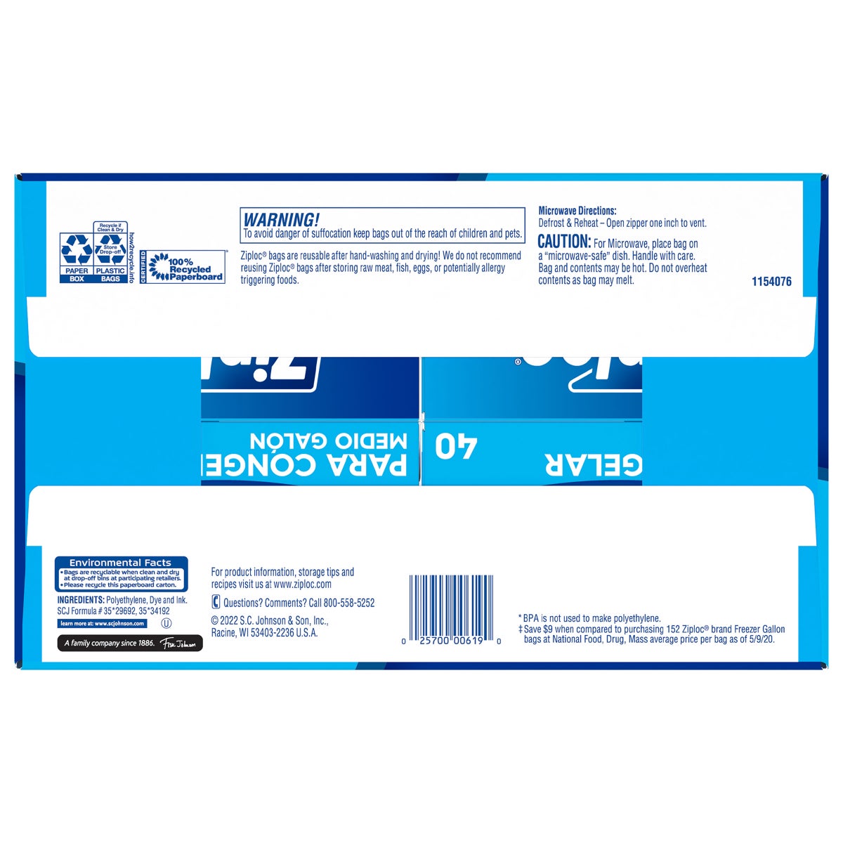 Bulk Ziploc seal top food storage bags