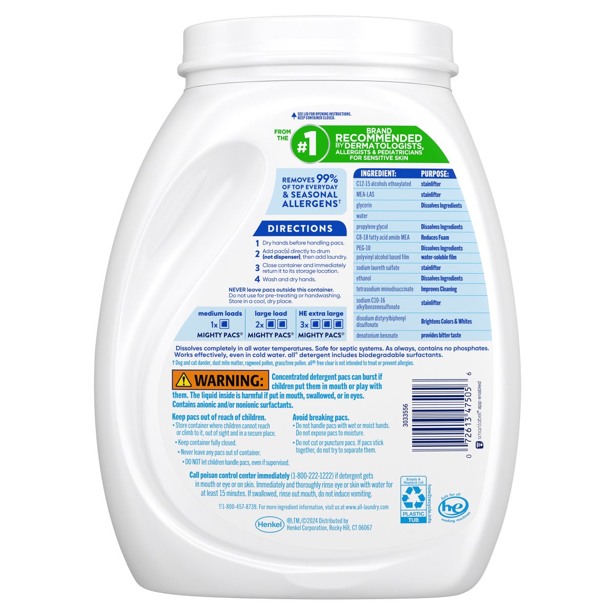 All Free & Clear Plus+ HE compatible free and clear detergent pacs