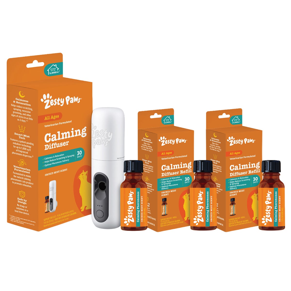 Zesty Paws cat calming diffuser kit with orchid mist