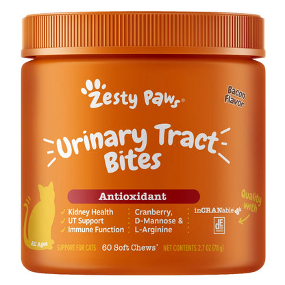 Two jars of Zesty Paws cat urinary tract chews