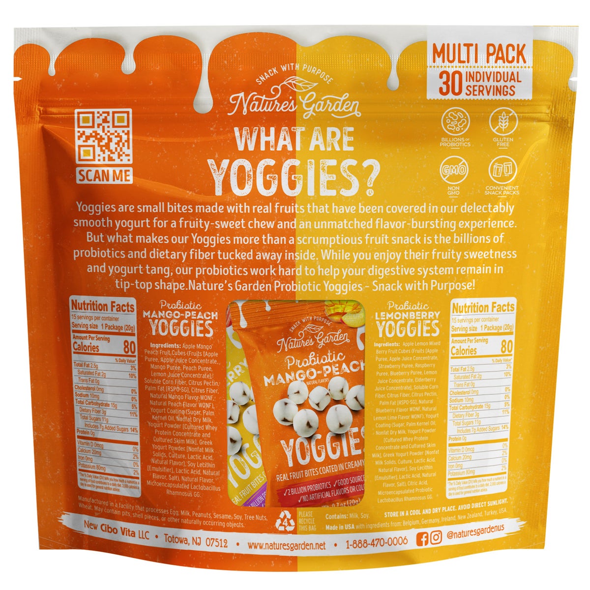 Nature's Garden probiotic fruit snack single-serve packs