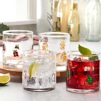 Pandex 14 oz holiday icon drinking glasses set of 4