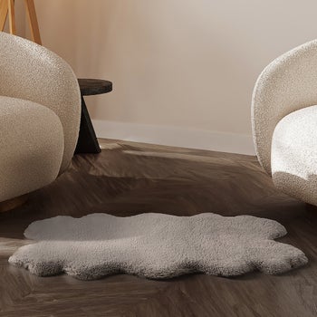 Mon Chateau gray faux fur mini quad rug 24 x 39 inches