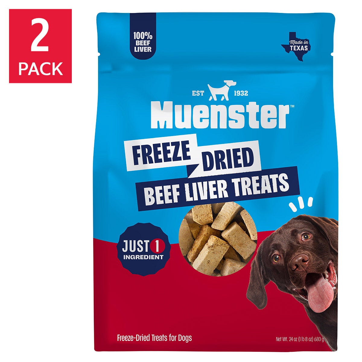 Muenster freeze dried beef liver dog treats 24 oz 2-pack