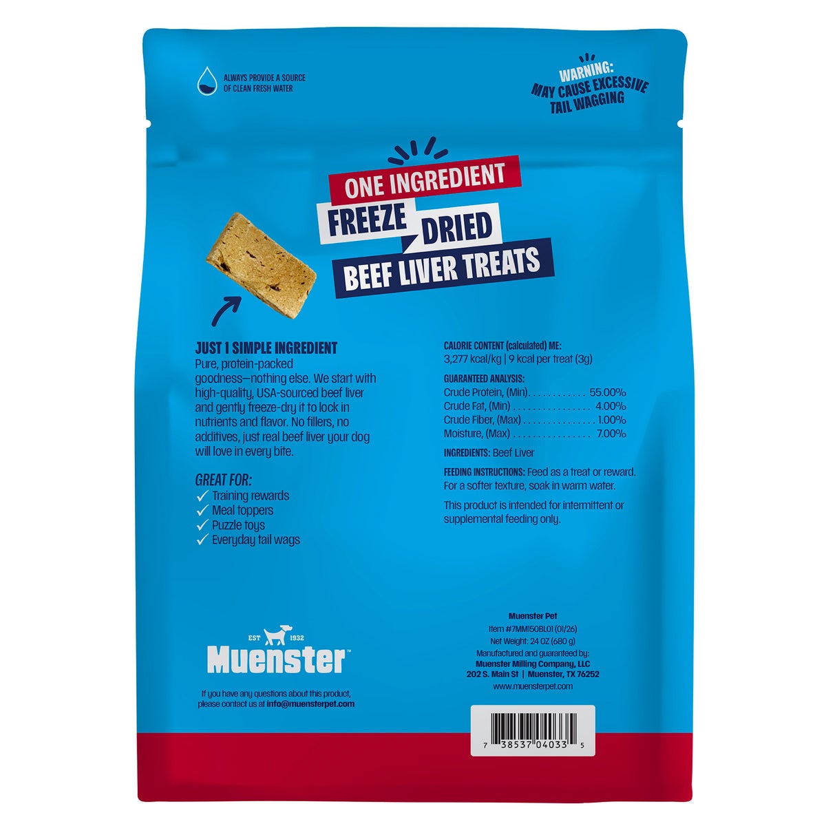 Single-ingredient freeze dried beef liver dog treats