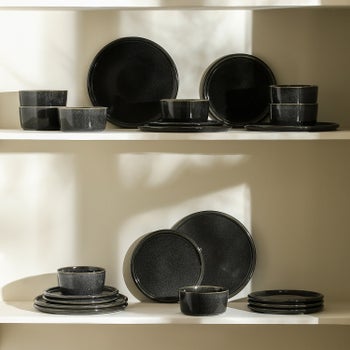 Stone Lain Eden black 24-piece stoneware dinnerware set