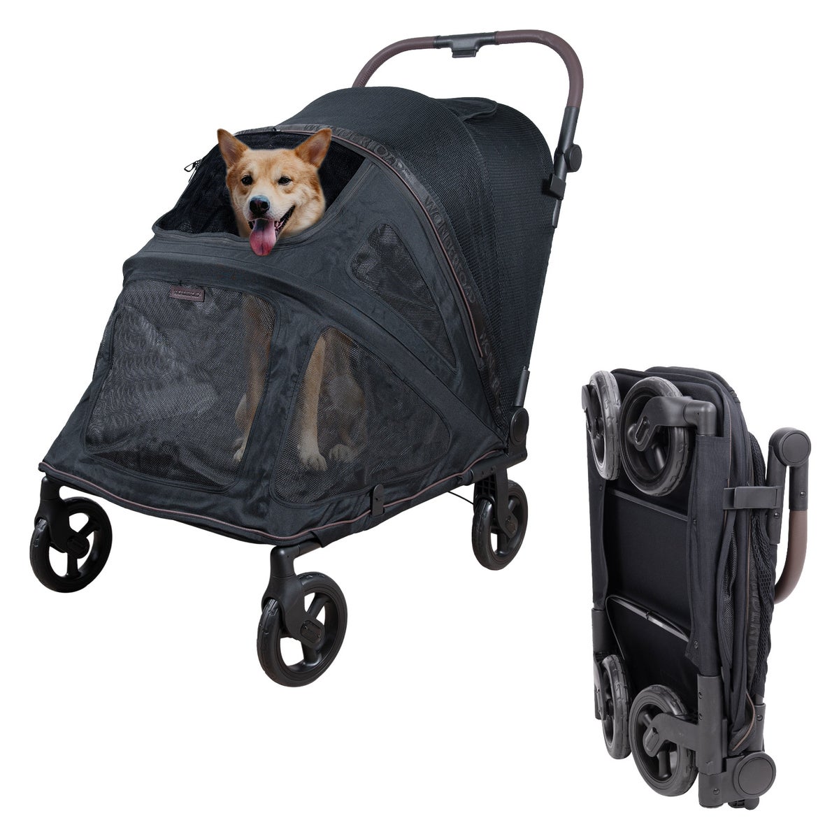 WonderFold Hudson medium pet stroller with FlatFold technology