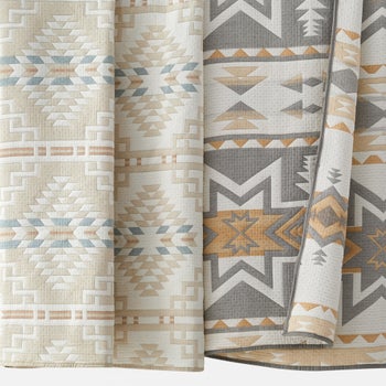 Pendleton beige king cotton woven coverlet set with matching shams